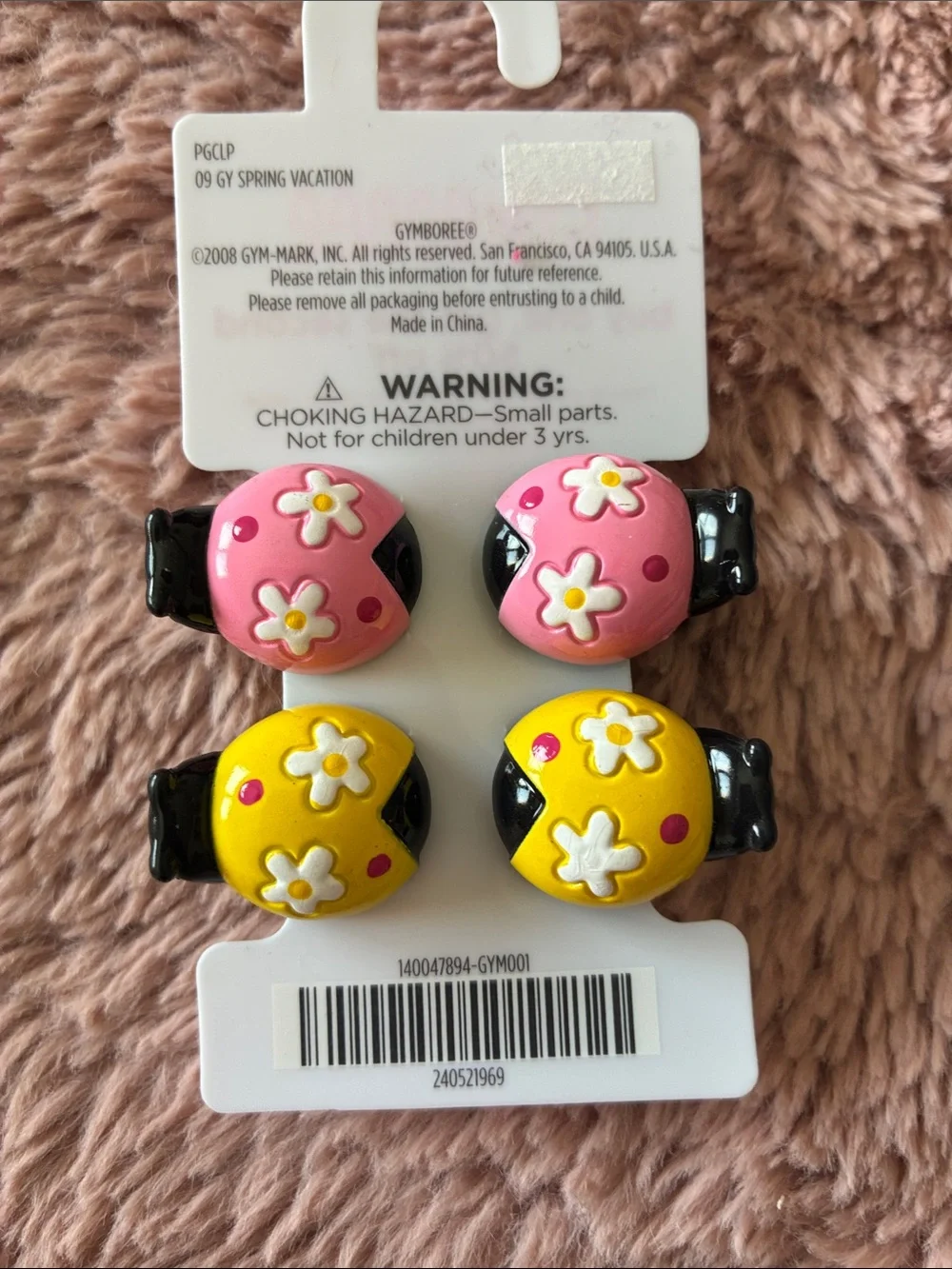 Gymboree Pink & Yellow Daisy Hair Clips - Set of 4